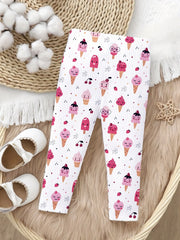 Pastry Graphic Baby Girls Leggings Casual Pants