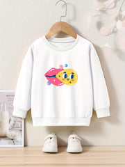 Cartoon Lips Graphic Sweatshirt for Kids