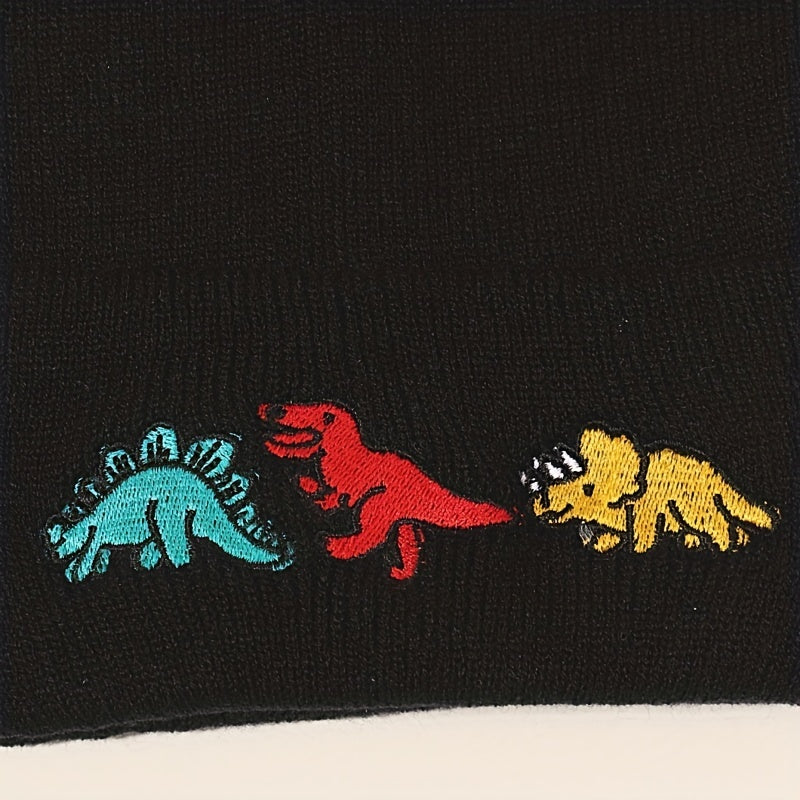 Dinosaur Embroidery Children's Knitted Hat Unisex Autumn Winter