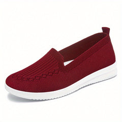 Women's Knitting Slip-On Flats Breathable Casual Low Top Walking Shoes