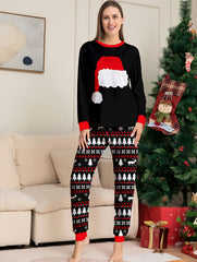 Christmas Print Pajama Set Long Sleeve Top & Pants Women's Sleepwear