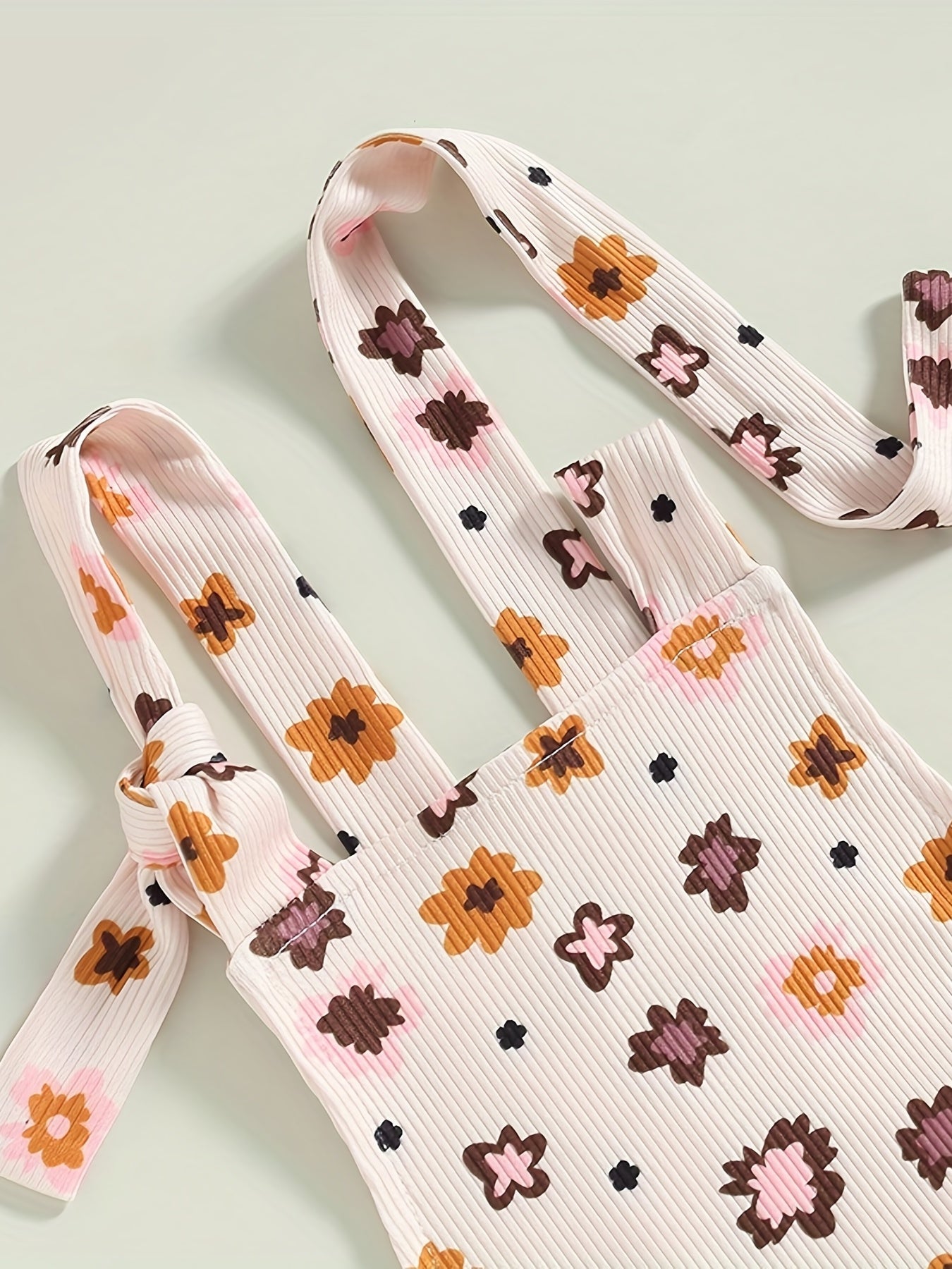 Floral Graphic Print Baby Girls Overalls for Summer