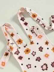 Floral Graphic Print Baby Girls Overalls for Summer