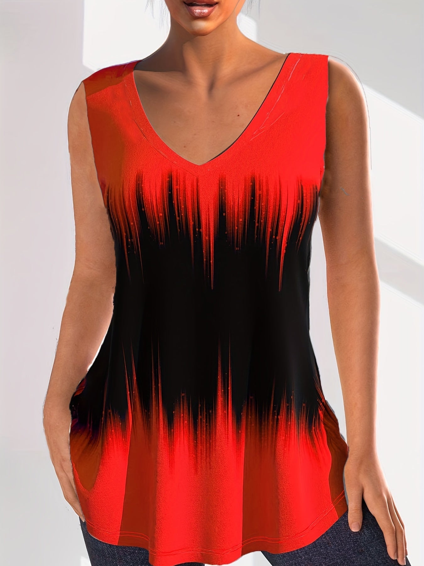 Colorblock V-Neck Tie Dye Tank Top