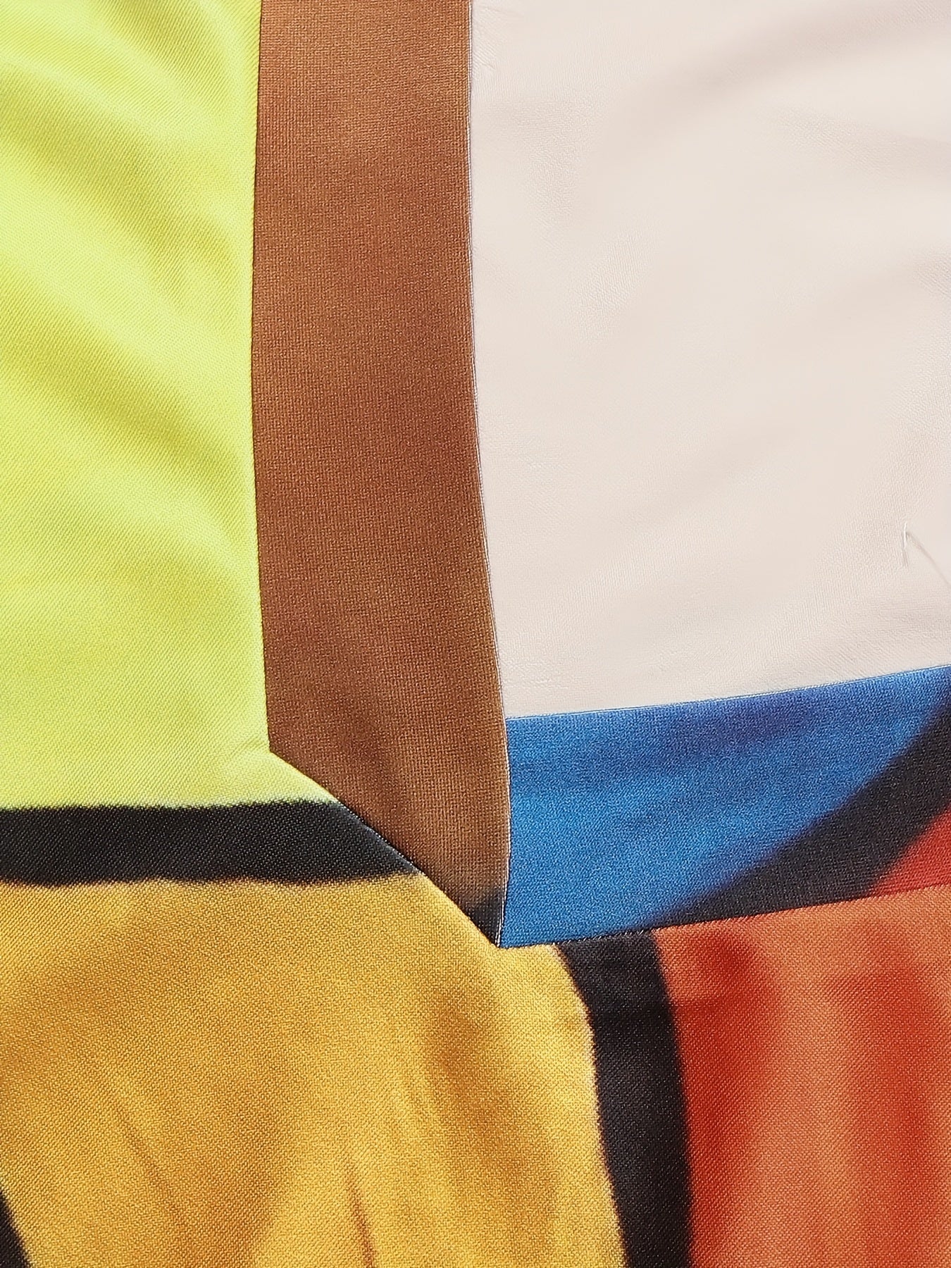 Colorblock Figure Print V Neck Dress