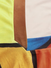 Colorblock Figure Print V Neck Dress