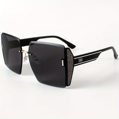 Rimless Sunglasses Women Large Gradient UV400 Sun Shades Glasses