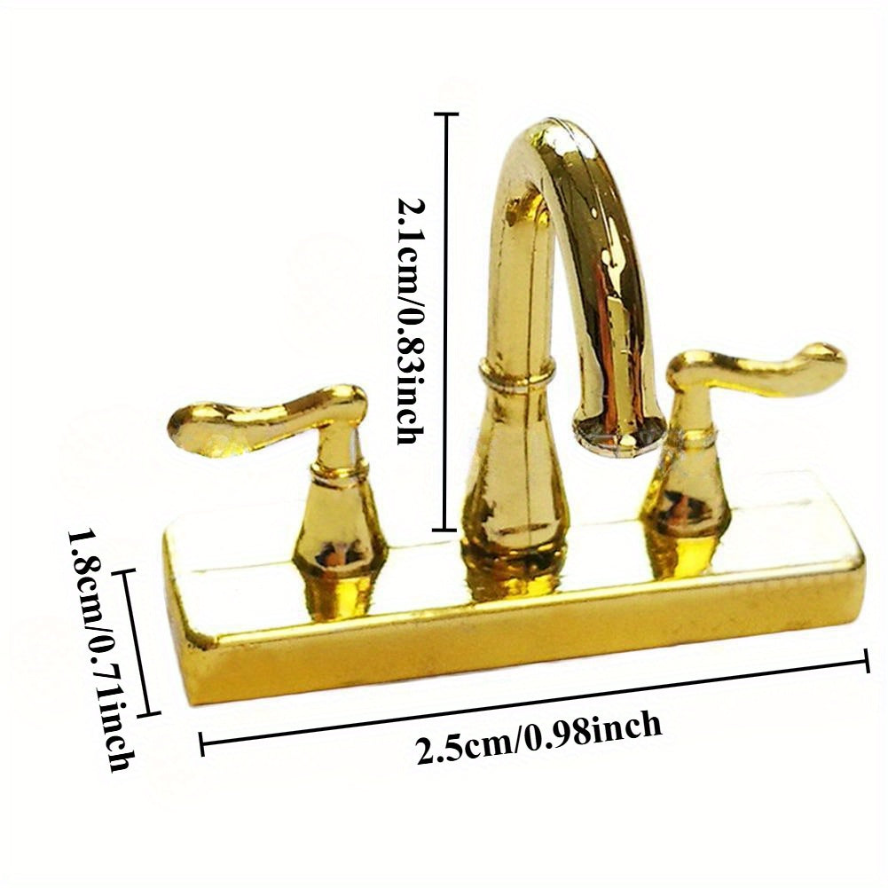 1:12 Dollhouse Kitchen/Bathroom Faucet Metal Finish Golden Silvery DIY M