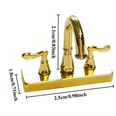 1:12 Dollhouse Kitchen/Bathroom Faucet Metal Finish Golden Silvery DIY M