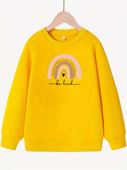 Girls Rainbow Graphic Crew Neck Sweatshirt Top