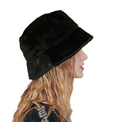 Unisex Winter Bucket Hat Packable Fluffy Fur Warm Fisherman Hats