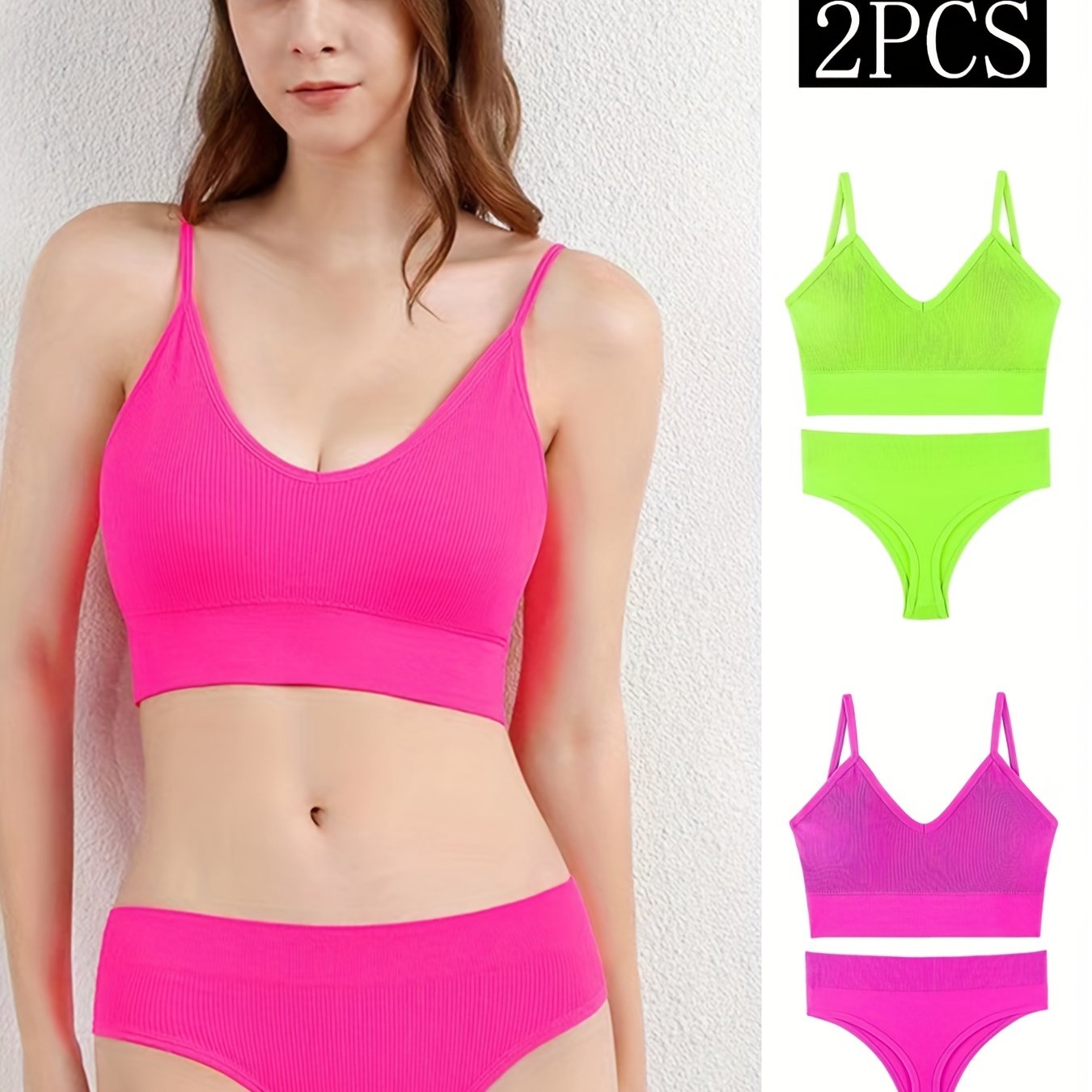 Ribbed Bra & Panties Lingerie Set