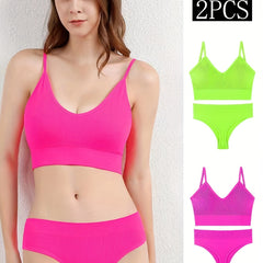 Ribbed Bra & Panties Lingerie Set