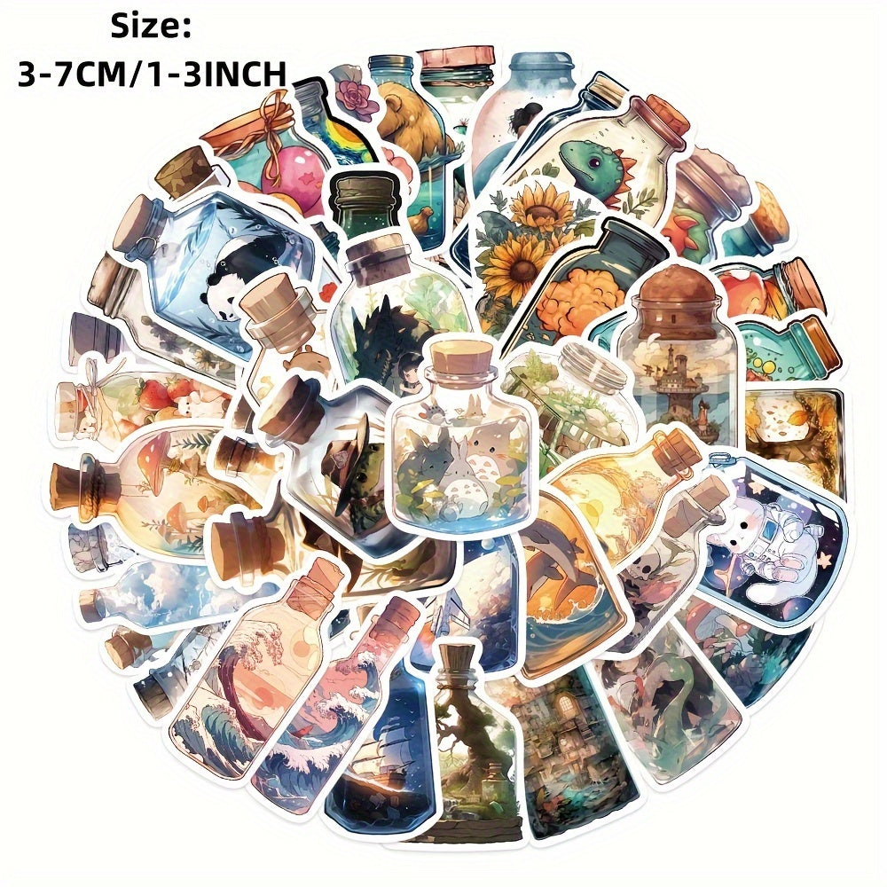 50pcs Healing Bottle World Graffiti Stickers for DIY Decoration Waterproof