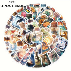 50pcs Healing Bottle World Graffiti Stickers for DIY Decoration Waterproof