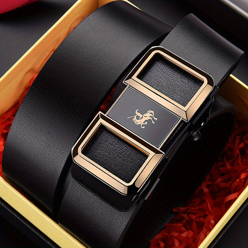 Men's Warrior On Horseback Pattern Buckle PU Leather Belt