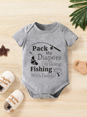Baby Boys Fishing With Daddy Short Sleeve Onesie Clothes