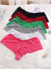 6 Pack Plus Size Sexy Briefs Set Women's Floral Lace Breathable Panties