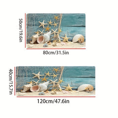 Soft Starfish Print Kitchen Rug Waterproof Non Slip Mat