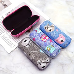 Cartoon Owl Bird Bear Print Glasses Case Sunglasses Zipper Case