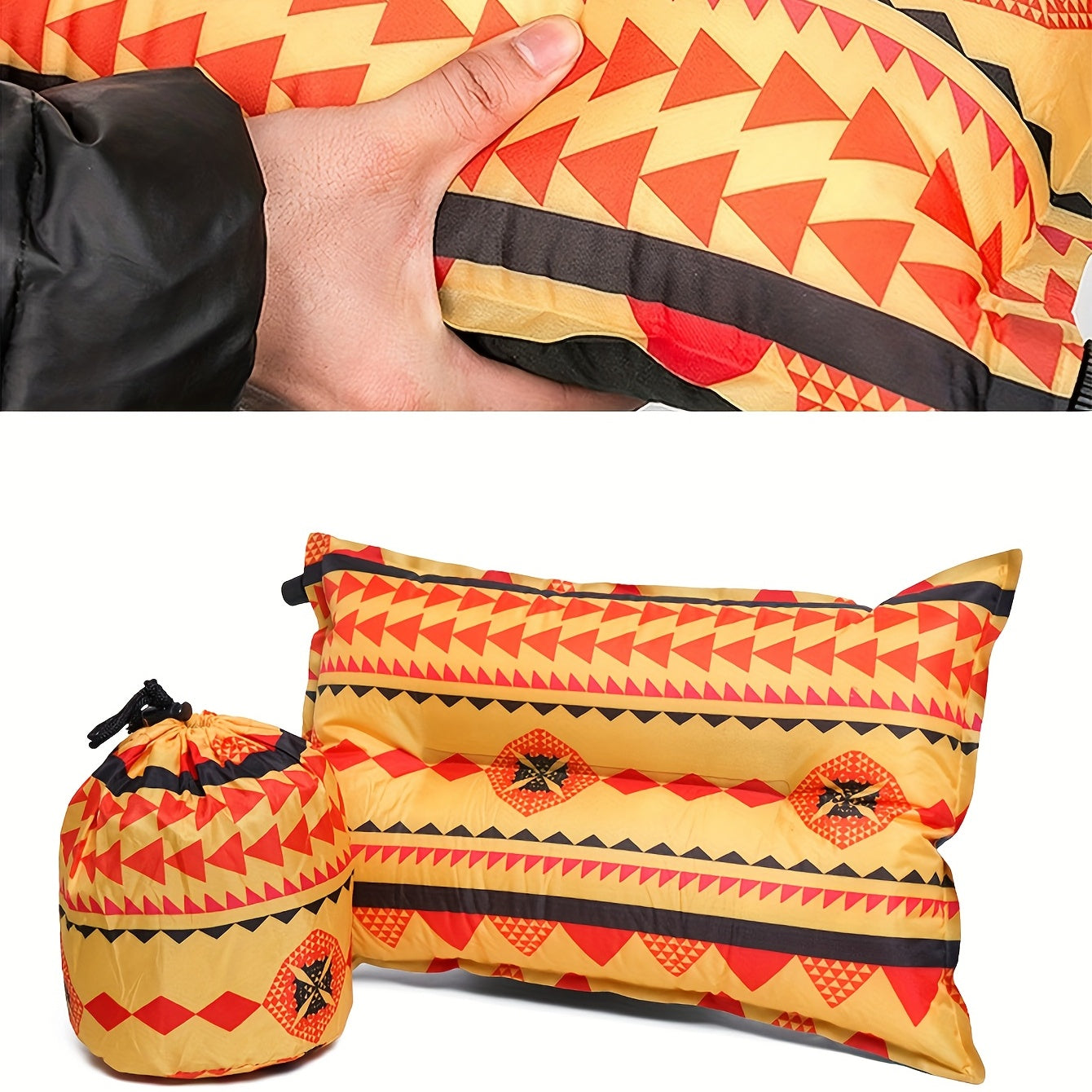Ethnic Style Auto Inflatable Pillow Outdoor Leisure Camping Travel