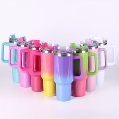 40oz Rainbow Stainless Steel Insulated Water Bottle with Handle & Straw Lid