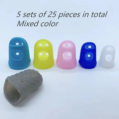 Rubber Finger Protectors 25 Pieces 5 Sizes Silicone Thimbles Various Colors