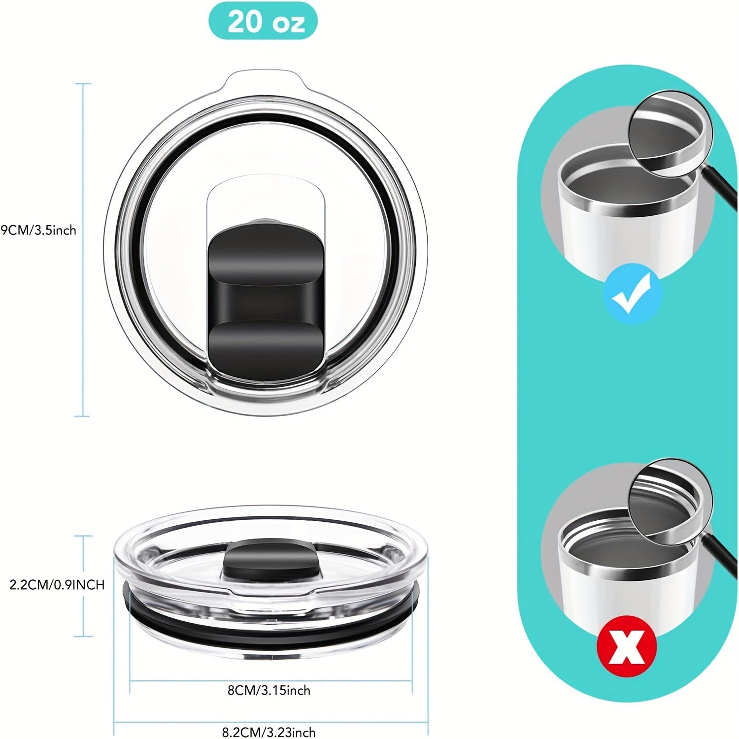 Spill Proof Tumbler Replacement Lids for 20oz and 30oz Cups