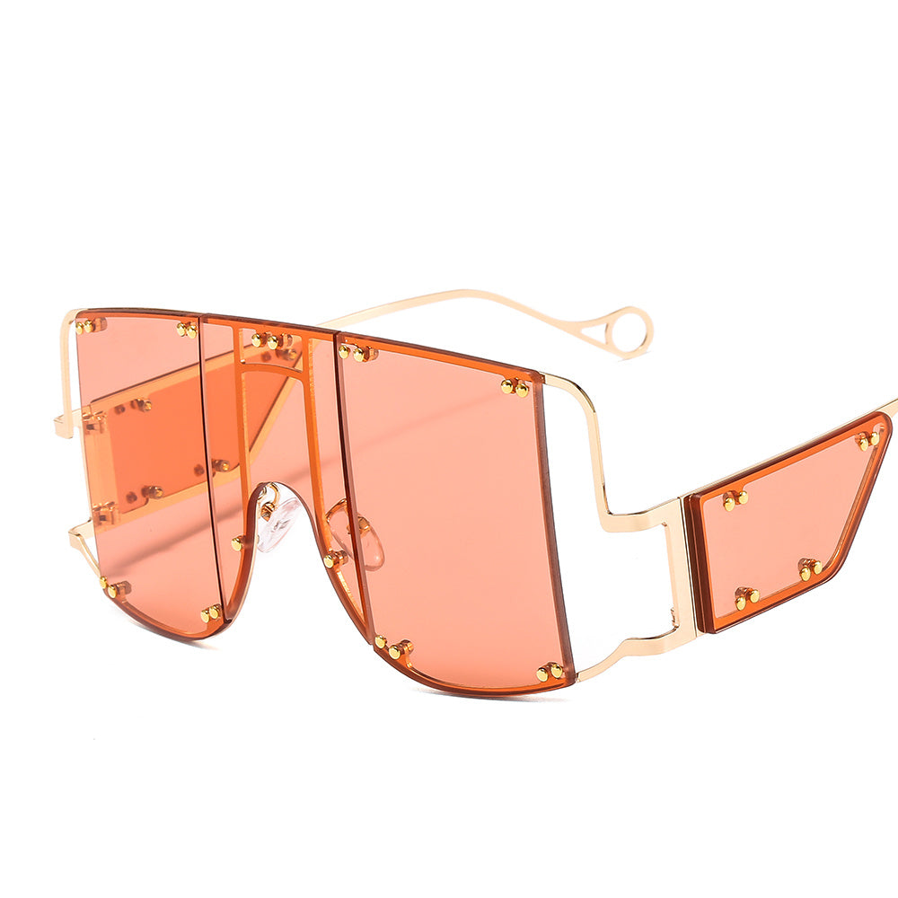 Oversized Square Sunglasses Women Big Frame Rimless Vintage Shield UV400