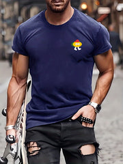 Men's Cartoon Pattern T-shirt - Active Slightly Stretch Breathable Tee