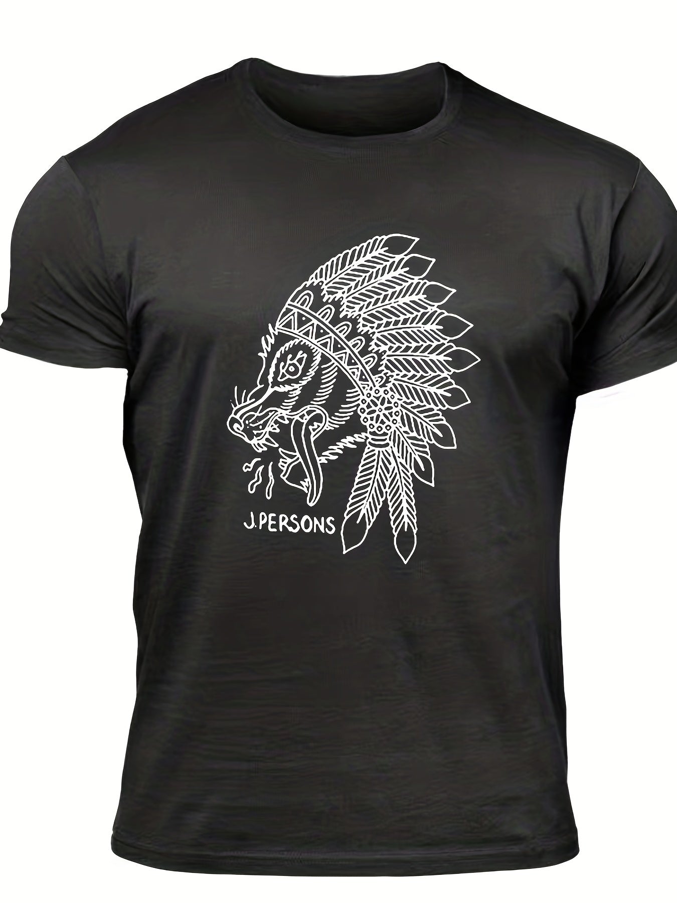 Men's Animal Sketch Print Tee Casual Crew Neck Summer Outdoor Tshirt