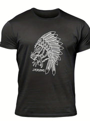 Men's Animal Sketch Print Tee Casual Crew Neck Summer Outdoor Tshirt