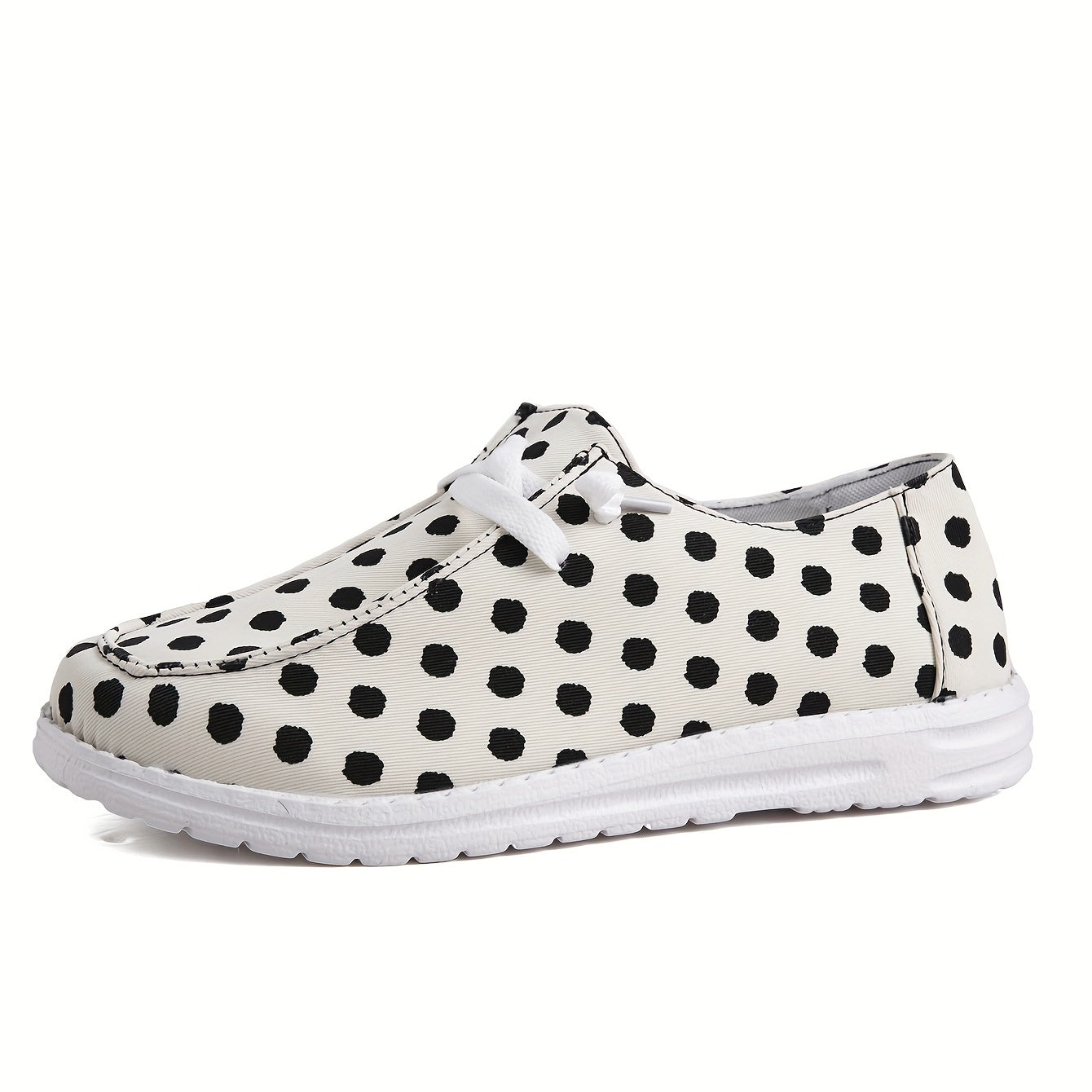 Women's Polka Dot Canvas Shoes Lace Up Lightweight Flat Shoes