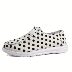 Women's Polka Dot Canvas Shoes Lace Up Lightweight Flat Shoes