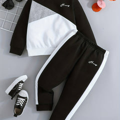 Toddler Boys Block Letter Long Sleeve Pullover Top Pants Set