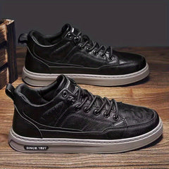 Men's Lace up Sneakers PU Leather Skate Shoes Good Grip Breathable