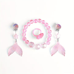 Little Mermaid Jewelry Set: Earrings, Ring & Bracelet x4