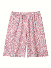 Boho Floral Print Lounge Shorts - High Stretch Waistband