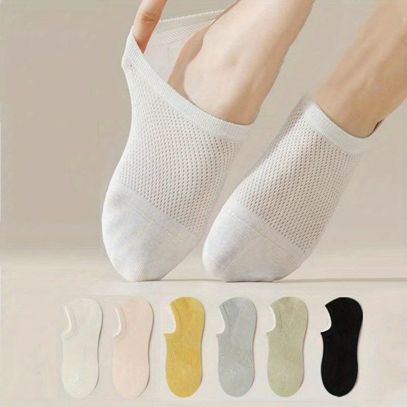 7 Pairs Women's Solid Ankle Socks Breathable & Lightweight Stockings