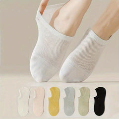 7 Pairs Women's Solid Ankle Socks Breathable & Lightweight Stockings