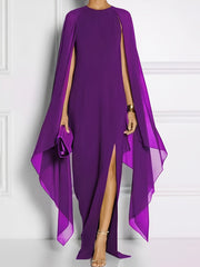 Solid Split Chiffon Sleeveless Evening Dress Spring & Summer Maxi Dress
