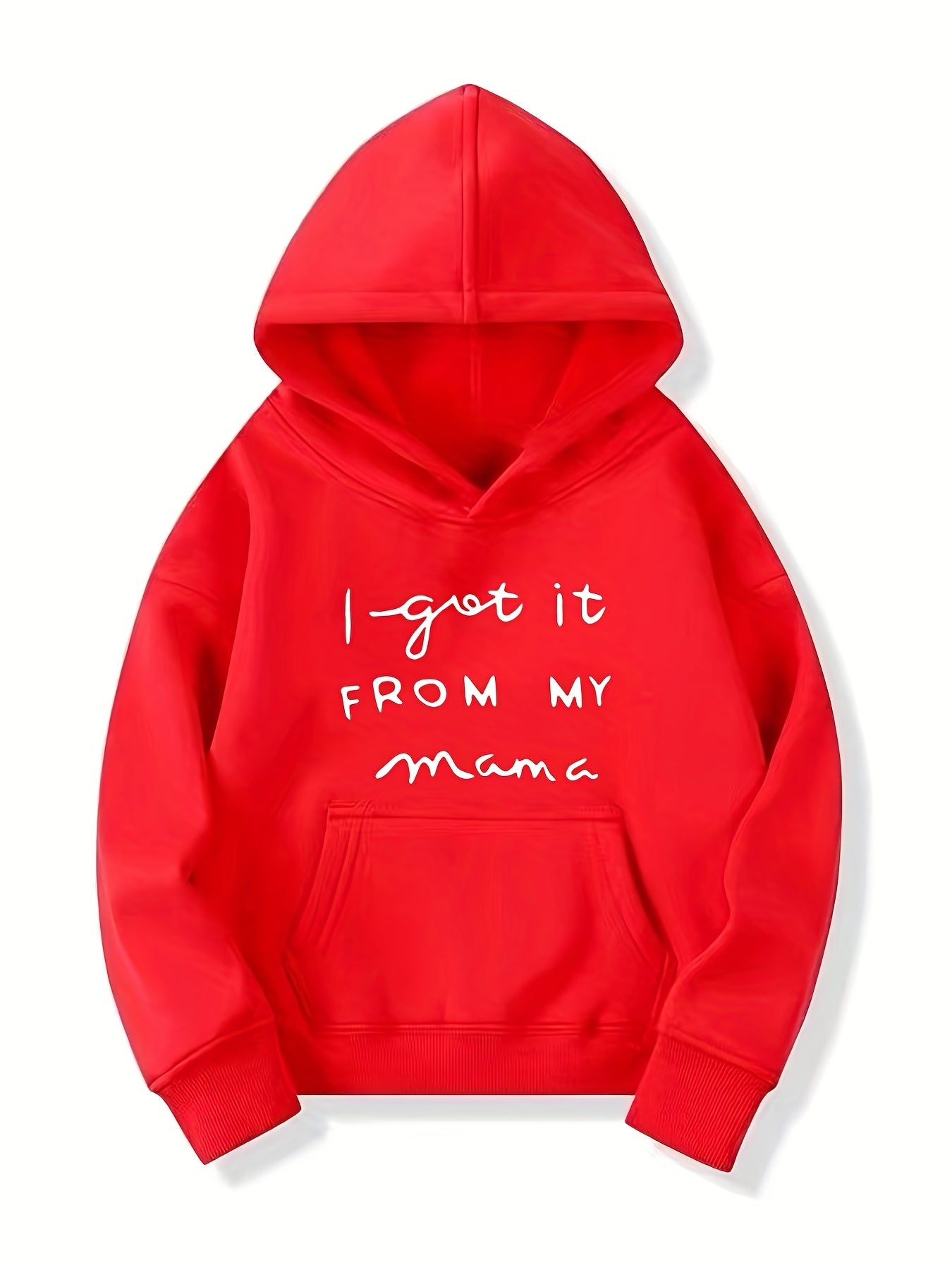 Girls' Mama Print Hooded Sweatshirt Top Youth Long Sleeve Hoodie