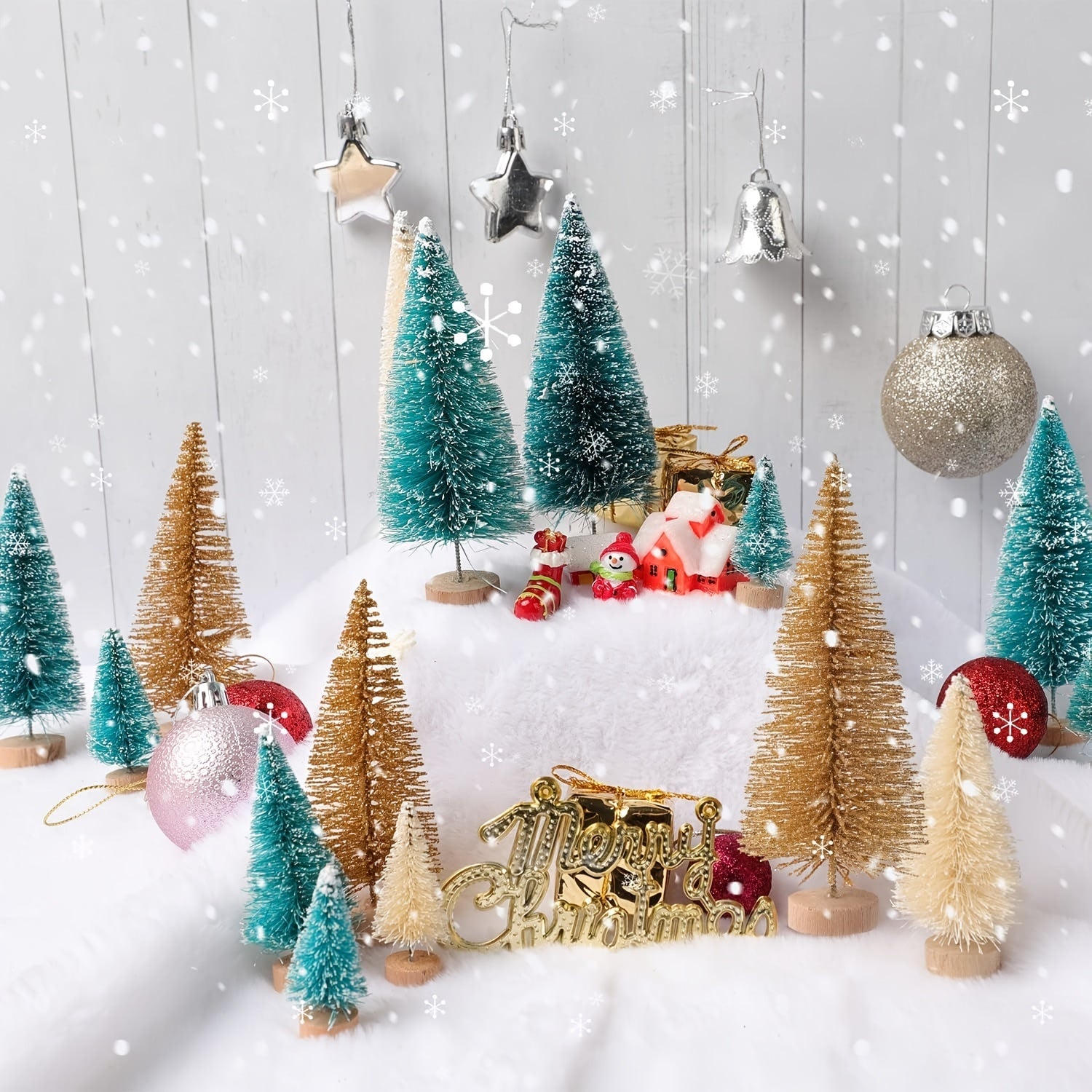 30 Mini Christmas Trees Bottle Brush Artificial Xmas Tree Holiday Decor