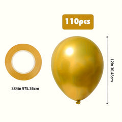 110pcs Golden Metal Chromium Latex Balloons With Ribbons for Parties Birthdays