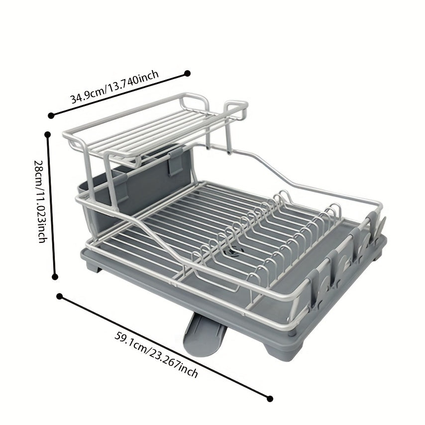 PVC Aluminum Dish Drying Rack with Utensil Holder
