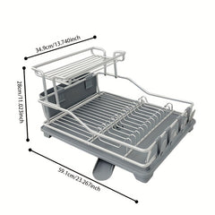 PVC Aluminum Dish Drying Rack with Utensil Holder