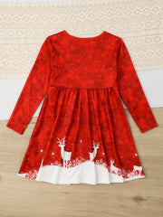 Reindeer Graphic Dress Girls Christmas Gift