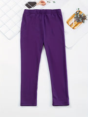 4pcs Girls' Stretch Ankle Pants Plain & Floral Print Casual Kids Pants