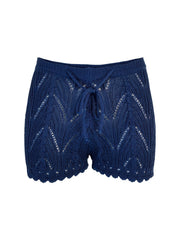 Solid Eyelet Drawstring Shorts Vacation Elastic Waist Shorts