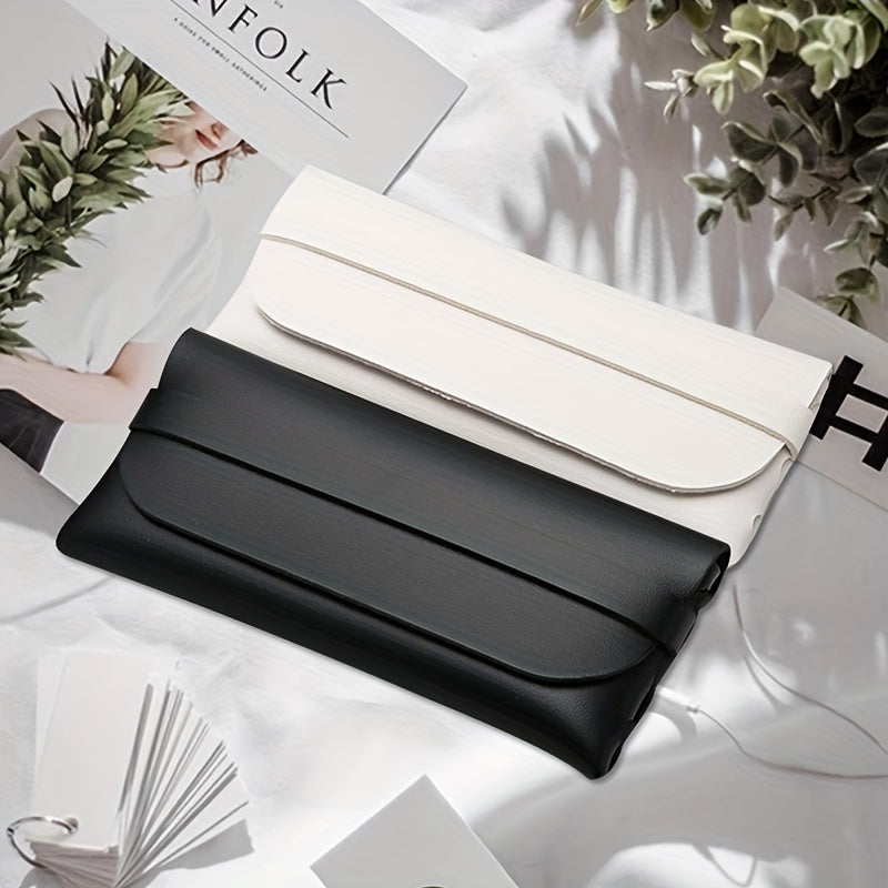 Soft PU Leather Glasses Bag Portable Container Minimalist Flap Case
